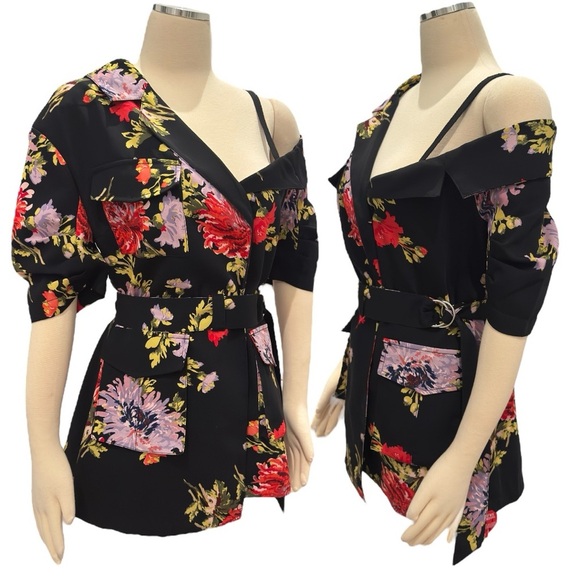 Cinq à Sept Katie Floral Wrap Off the Shoulder Chrysanthemum Jacket Blazer NEW - Picture 12 of 16
